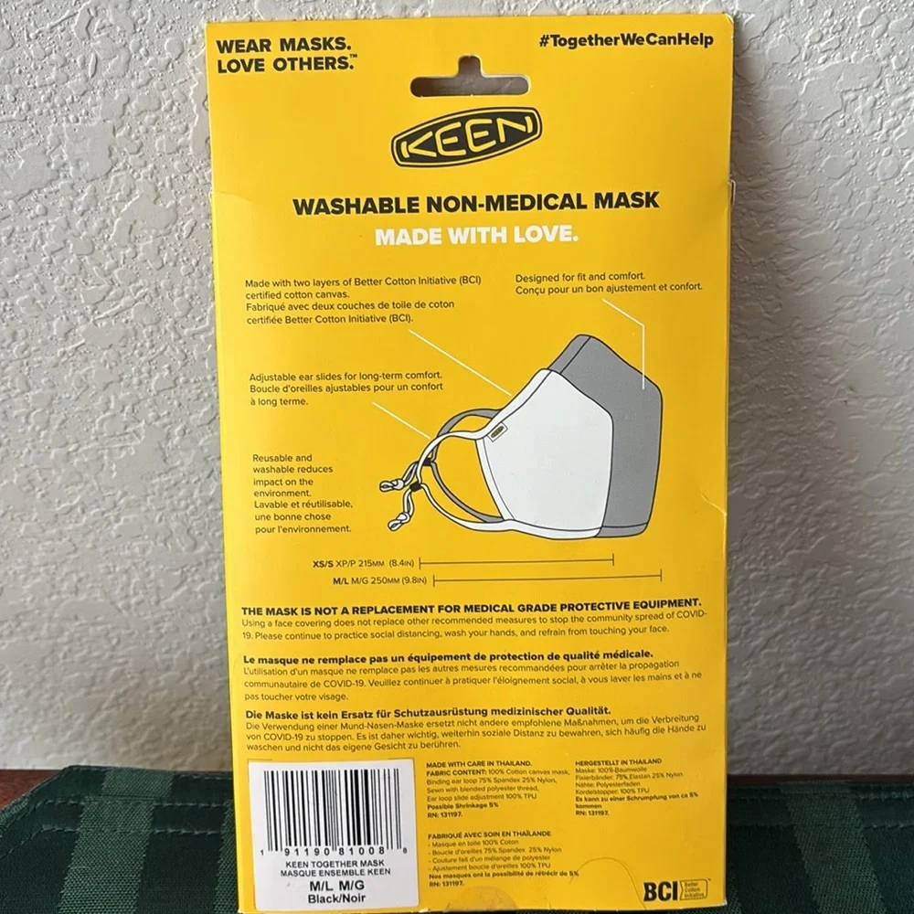 Keen two-pack non medical washable face masks M/L adult